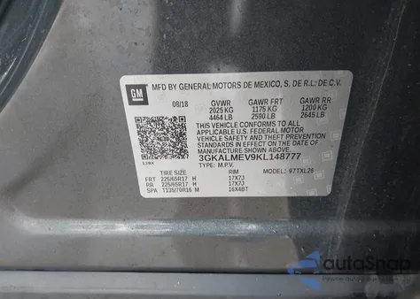 2019 GMC Terrain Sle из США, поврежденный, VIN 3GKALMEV9KL148777